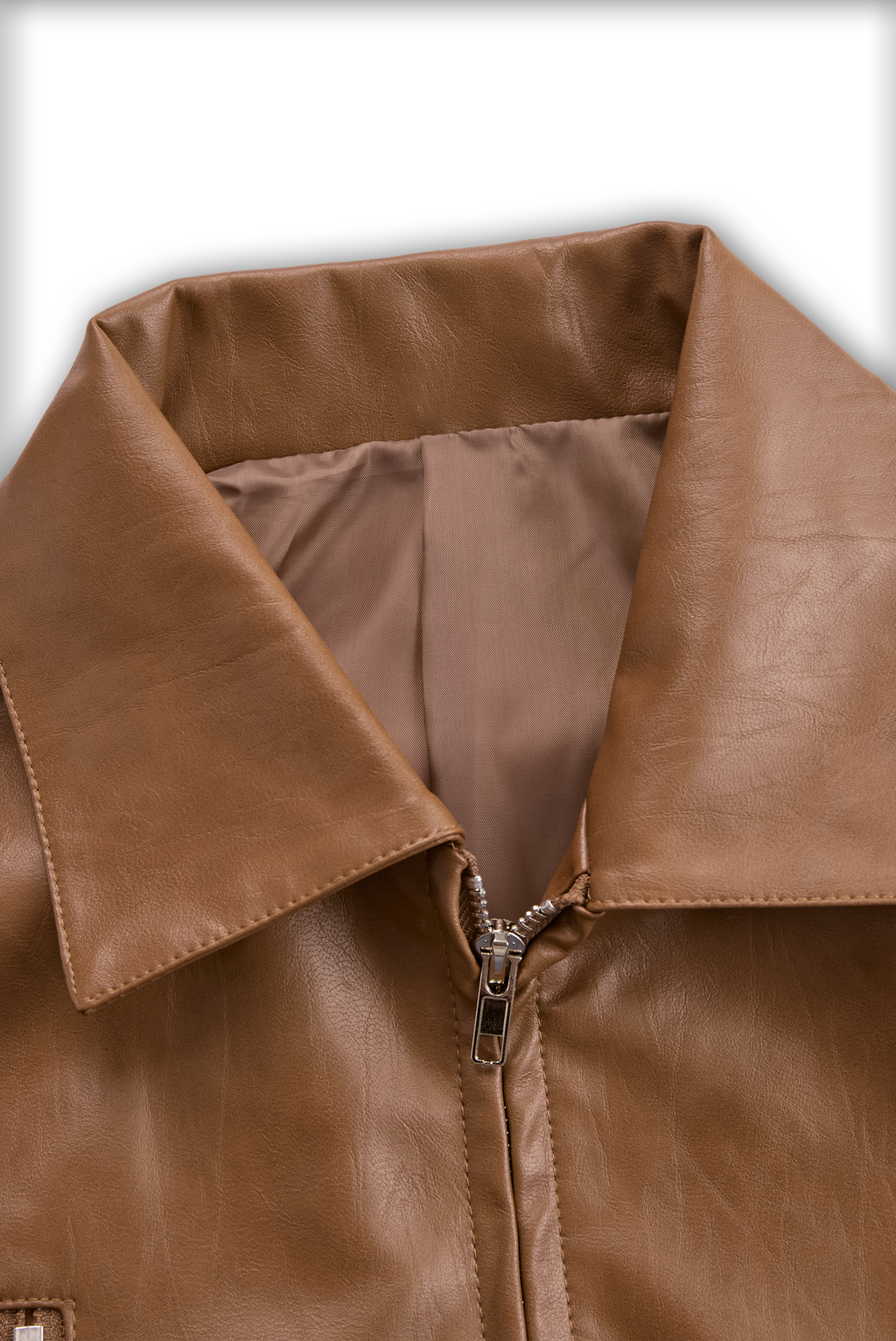 Women's Vintage Lapel Zipper Faux Leather Jacket