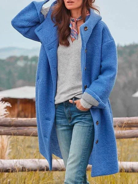 Jacinthe - Elegant Long Sleeve Coat With Buttons